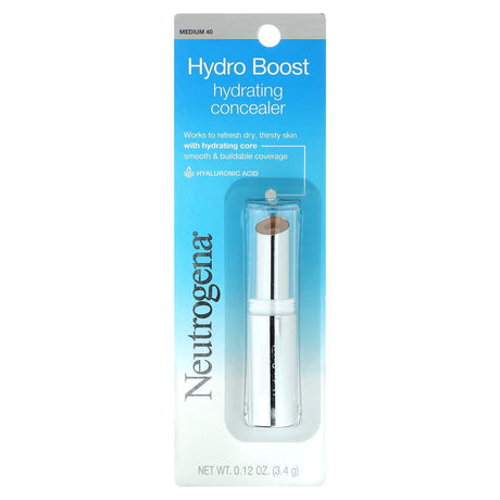 Neutrogena, Hydro Boost Hydrating Concealer, Medium 40, 0.12 oz (3.4 g) - Supply Center USA