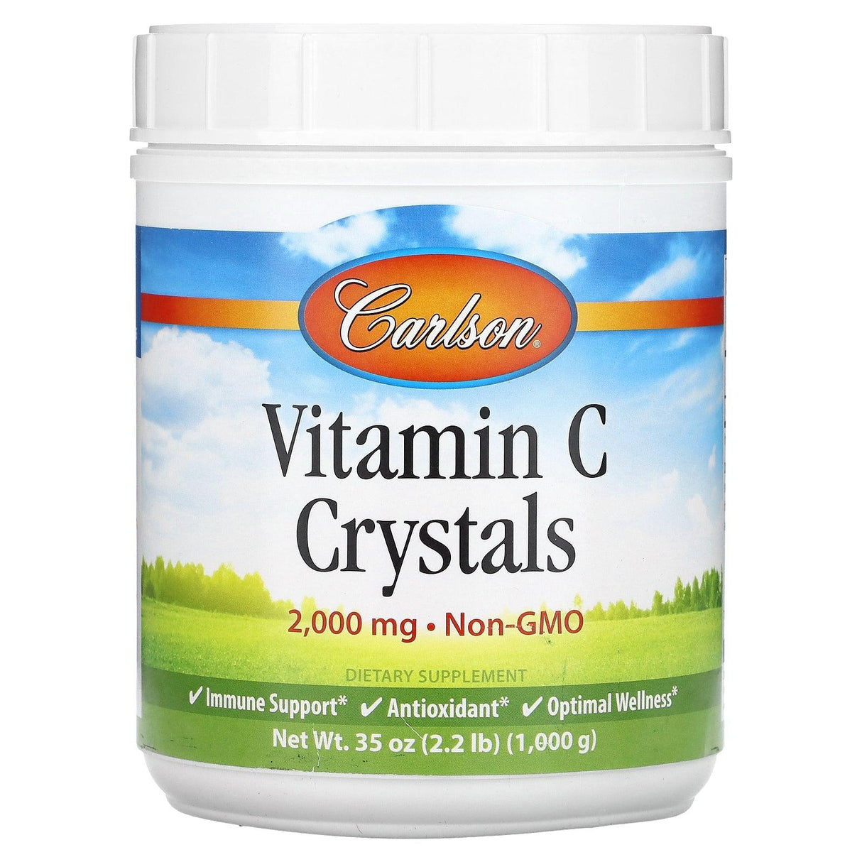 Carlson, Vitamin C Crystals, 2,000 mg, 2.2 lb (1,000 g) - Supply Center USA