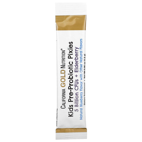 California Gold Nutrition, Kids Pre-Probiotic Pixies, 5 Billion CFUs + Elderberry, Natural Blueberry Flavor, 30 Packets, 0.05 oz (1.5 g) Each - Supply Center USA