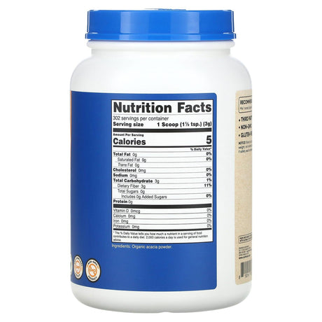 Nutricost, Organic, Organic Acacia Fiber Powder, Unflavored, 2 lbs (907 g) - Supply Center USA