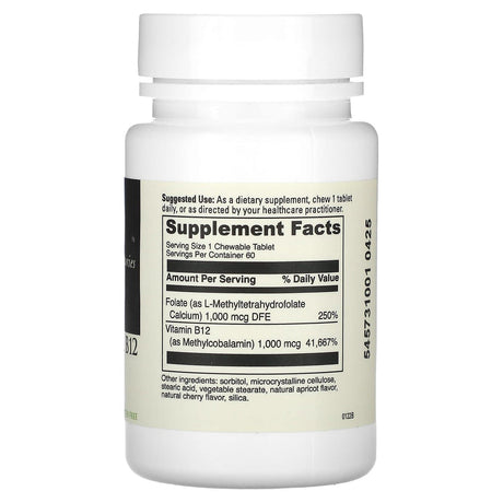 DaVinci Laboratories of Vermont, Active Folate B12 Chewable, 60 Chewable Tablets - Supply Center USA