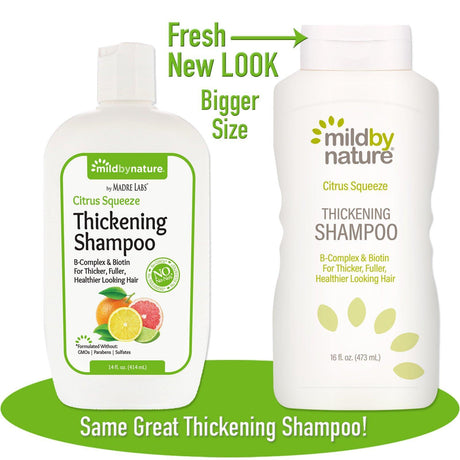 Mild By Nature, Thickening B-Complex + Biotin Shampoo by Madre Labs, No Sulfates, Citrus Squeeze, 16 fl oz (473 ml) - HealthCentralUSA