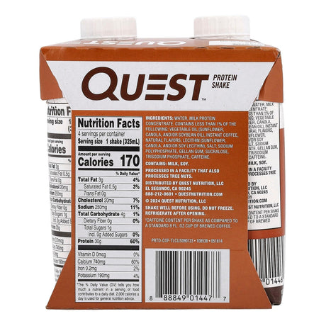 Quest Nutrition, Protein Shake, Coffee, 4 Shakes, 11 fl oz (325 ml) Each - Supply Center USA