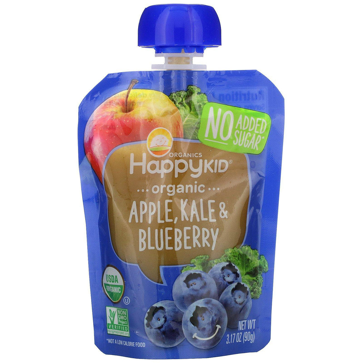 Happy Family Organics, Happy Kid, Organic Apple, Kale, & Blueberry, 4 Pouches, 3.17 oz (90 g) Each - Supply Center USA