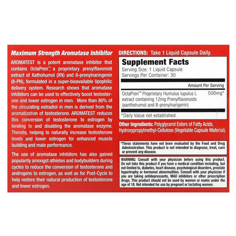 MuscleMeds, Aromatest, 500 mg, 30 Liquid Capsules - Supply Center USA