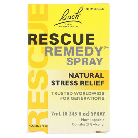 Bach, Original Flower Remedies, Rescue Remedy, Natural Stress Relief Spray, 0.245 fl oz (7 ml) - Supply Center USA