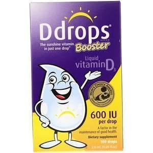 Ddrops, Booster, Liquid Vitamin D3, 600 IU, 100 Drops, 0.09 fl oz (2.8 ml) - Supply Center USA