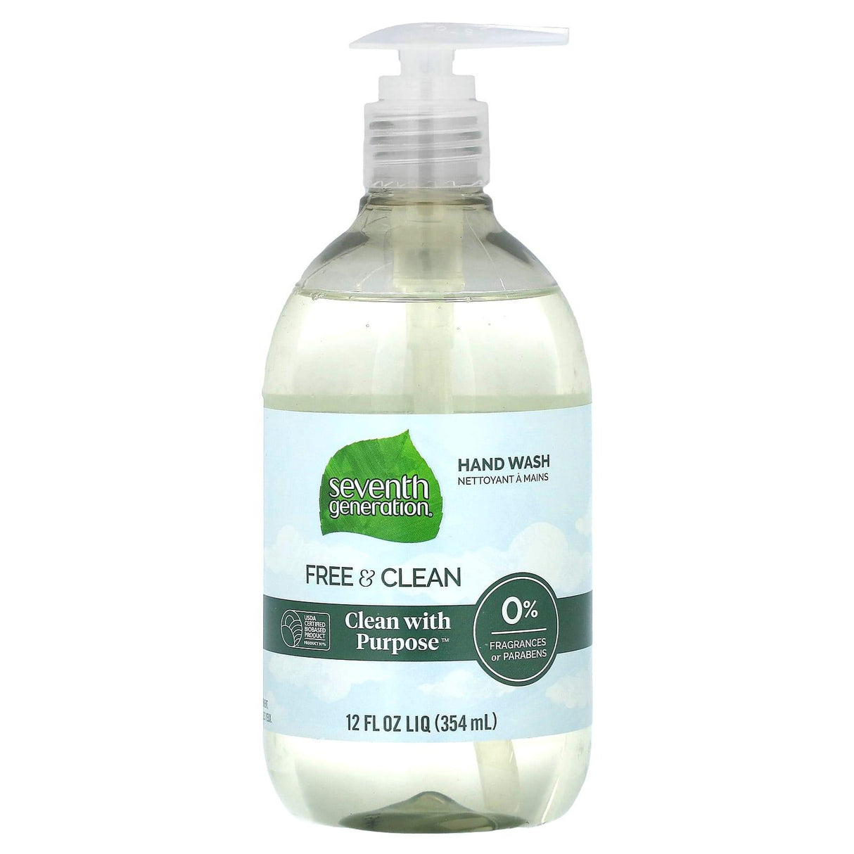 Seventh Generation, Hand Wash, Free & Clean, Fragrance Free, 12 fl oz (354 ml) - Supply Center USA