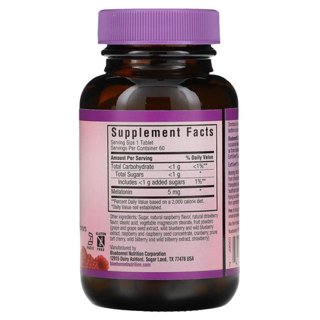 Bluebonnet Nutrition, Earth Sweet Chewables, Melatonin, Raspberry , 5 mg, 60 Chewable Tablets - Supply Center USA