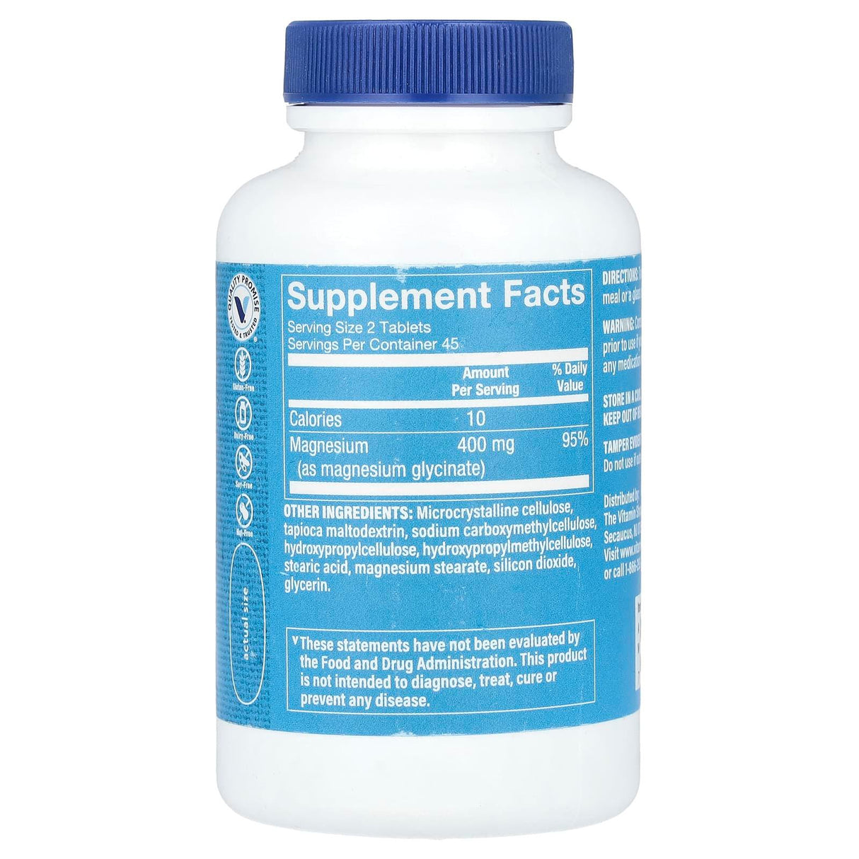 The Vitamin Shoppe, Magnesium Glycinate, 400 mg, 90 Tablets (200 mg per Tablet) - Supply Center USA