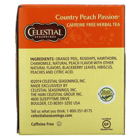 Celestial Seasonings, Herbal Tea, Country Peach Passion, Caffeine Free, 20 Tea Bags, 1.4 oz (41 g) - Supply Center USA