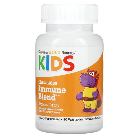 California Gold Nutrition, Chewable Immune Blend For Children, Natural Tropical Berry Flavor, 90 Vegetarian Tablets - Supply Center USA