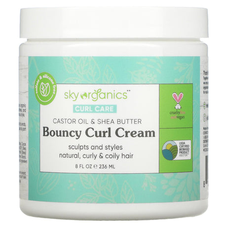 Sky Organics, Curl Care, Bouncy Curl Cream, 8 fl oz (236 ml) - Supply Center USA