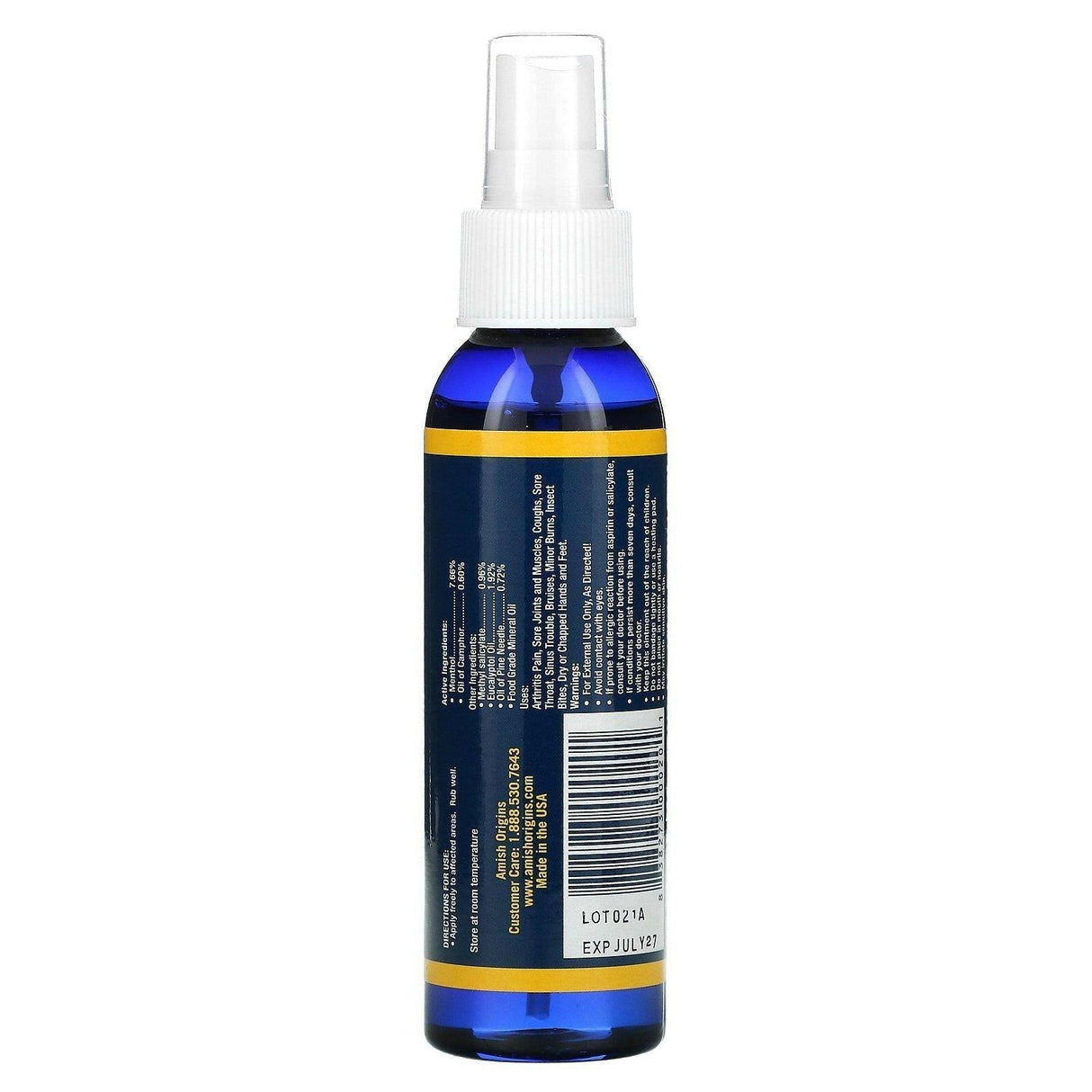 Amish Origins, Deep Penetrating Pain Relief Spray, 3.5 fl oz (99.22 g) - Supply Center USA