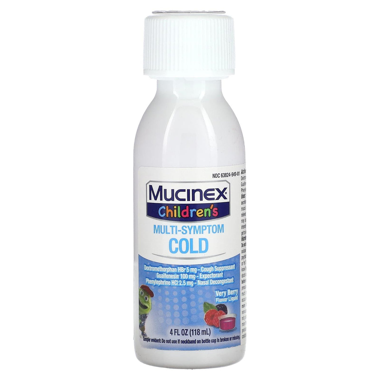 Mucinex, Children's, Multi-Symptom Cold, Ages 4+ Yrs, Very Berry, 4 fl oz (118 ml) - Supply Center USA