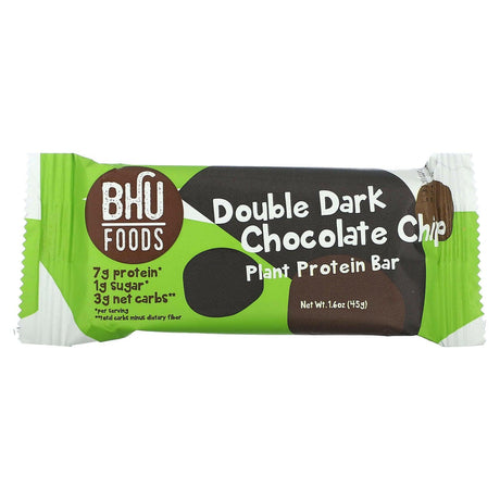 BHU Foods, Vegan Protein Bar, Double Dark Chocolate Chip, 12 Bars, 1.6 oz (45 g) Each - Supply Center USA