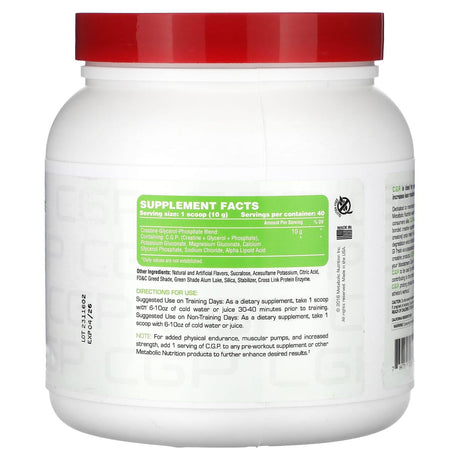 Metabolic Nutrition, C.G.P., Green Apple, 400 g - Supply Center USA