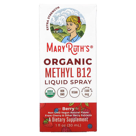 MaryRuth Organics, Organic Methly B12 Liquid Spray, Extra Strength, Berry, 1 fl oz (30 ml) - Supply Center USA