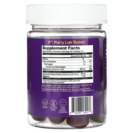 Natural Stacks, Magnesium Gummies, Sleep, Mixed Berry, 30 Vegan Gummies - Supply Center USA