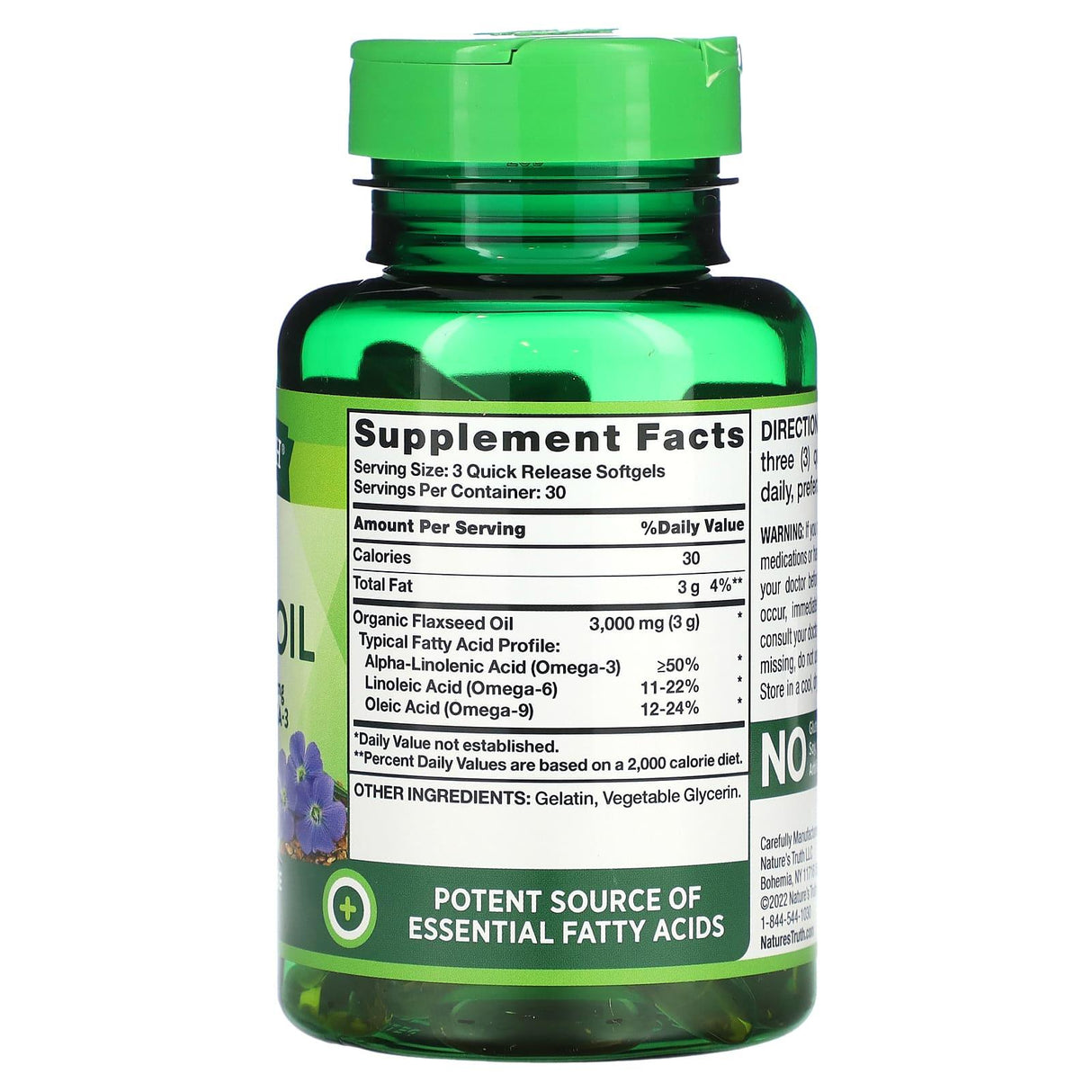 Nature's Truth, Flaxseed Oil, 1,000 mg, 90 Quick Release Softgels - Supply Center USA