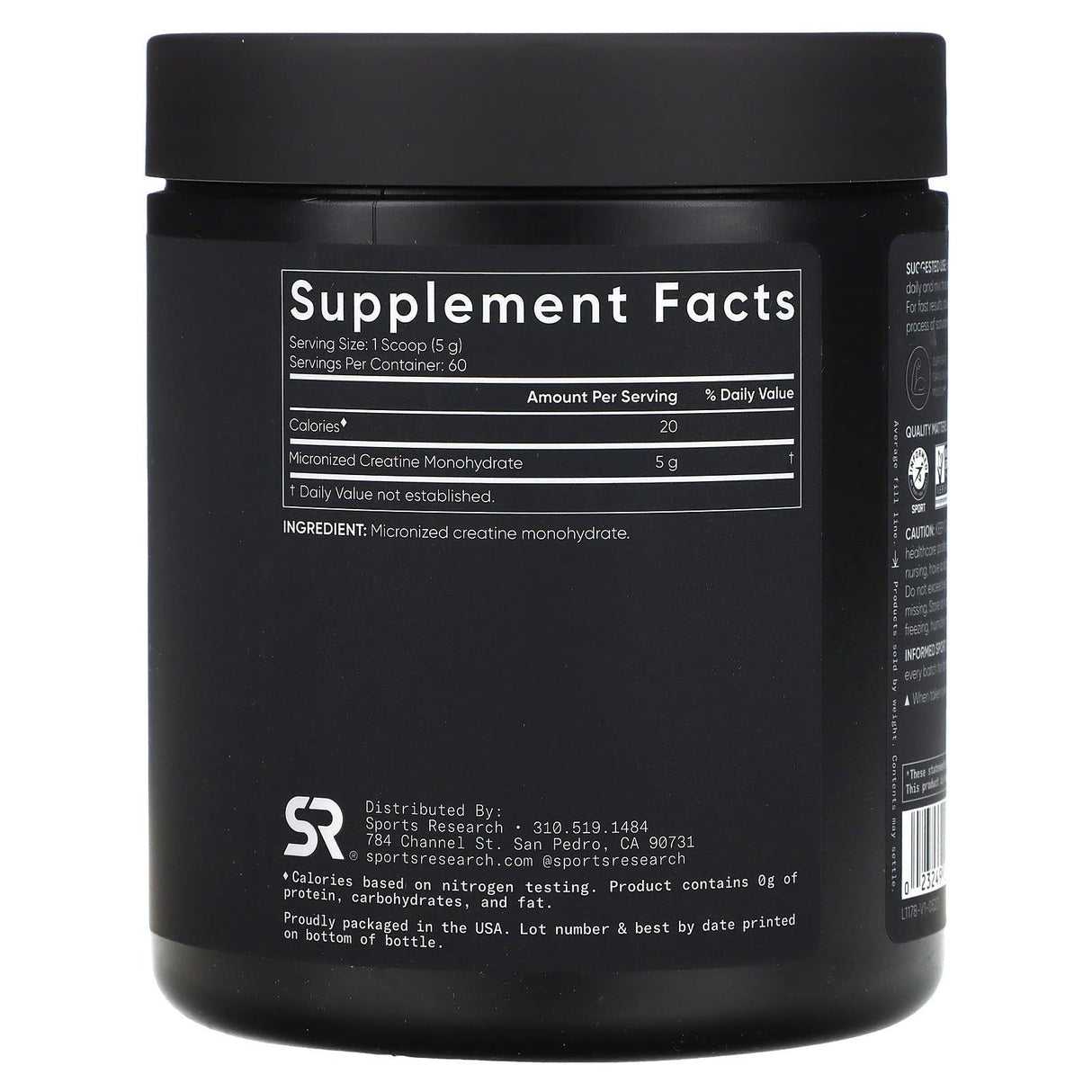 Sports Research, Creatine Monohydrate, Unflavored, 10.58 oz (300 g) - Supply Center USA