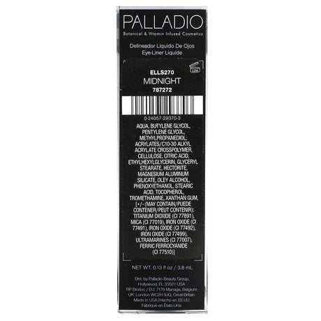 Palladio, Liquid Eyeliner, Midnight ELLS270, 0.13 fl oz (3.8 ml) - Supply Center USA