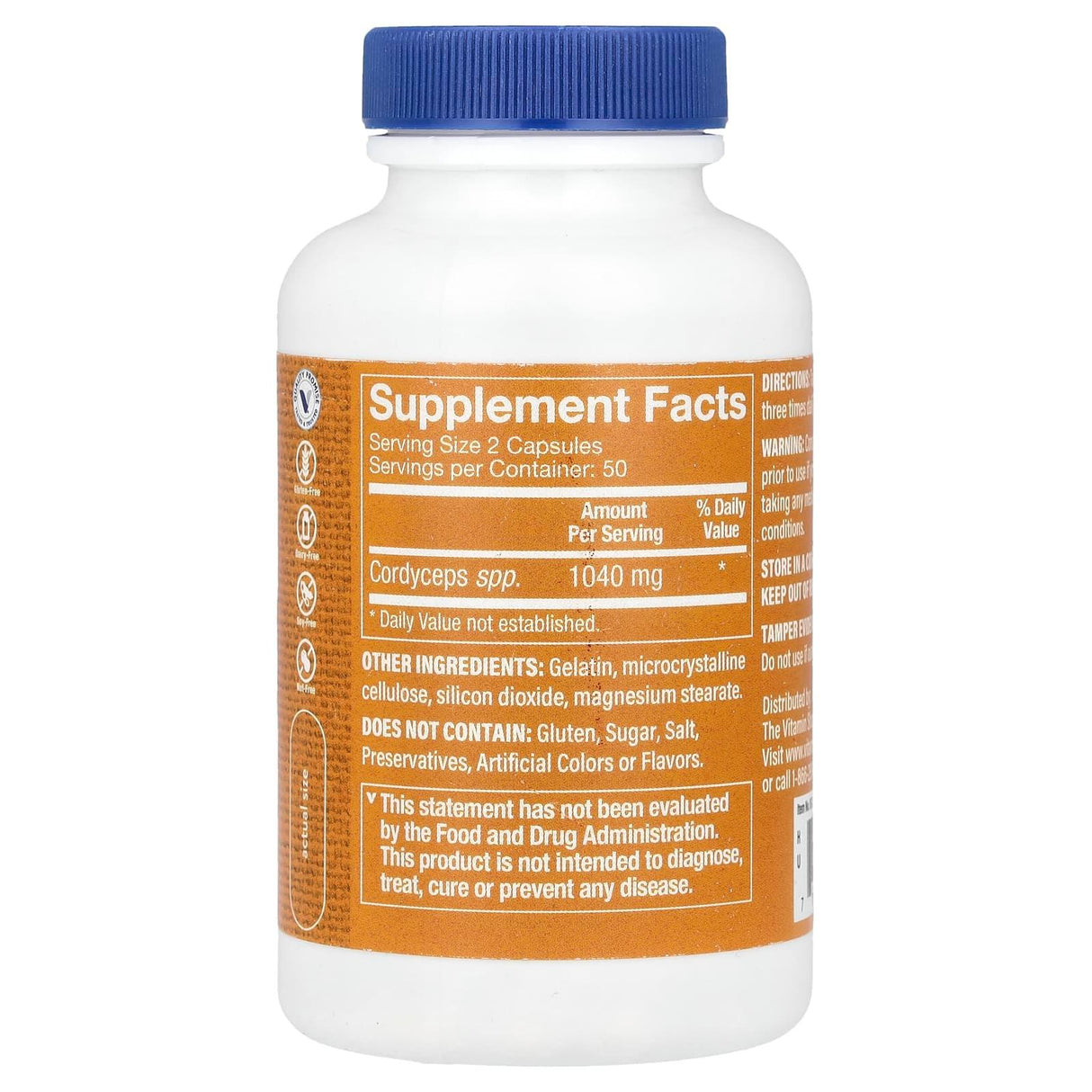 The Vitamin Shoppe, Cordyceps , 1,040 mg, 100 Capsules (520 mg Per Capsule) - Supply Center USA