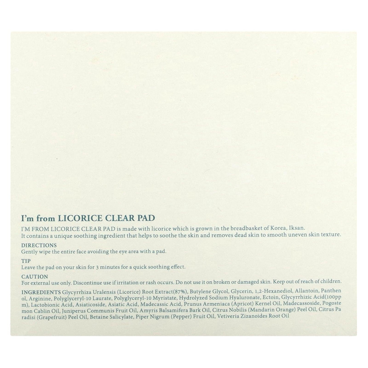 I'm From, Licorice Clear Pad, 60 Pads, 6.76 fl oz (200 ml) - Supply Center USA