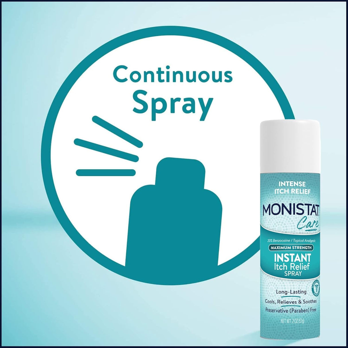 Monistat Instant Itch Relief Spray for Women, Maximum Strength Feminine Itch Care, 2 Oz