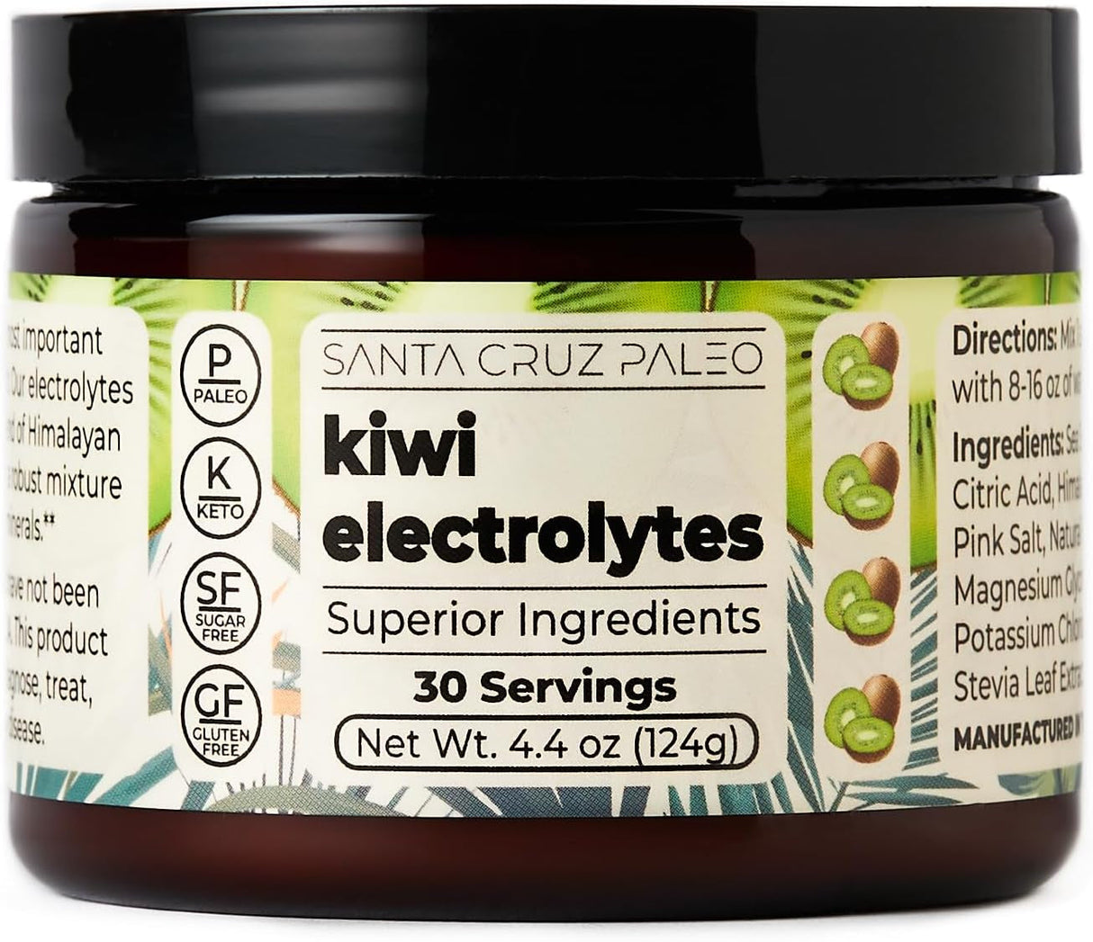 Santa Cruz Paleo Electrolytes Powder with Magnesium Glycinate, Dragonfruit, Hydration Drink Mix Made with Himalayan Pink Salt, Real Sea Salt, Gluten Free, Keto, Sugar Free, Paleo, 30 Servings, 1 Jar