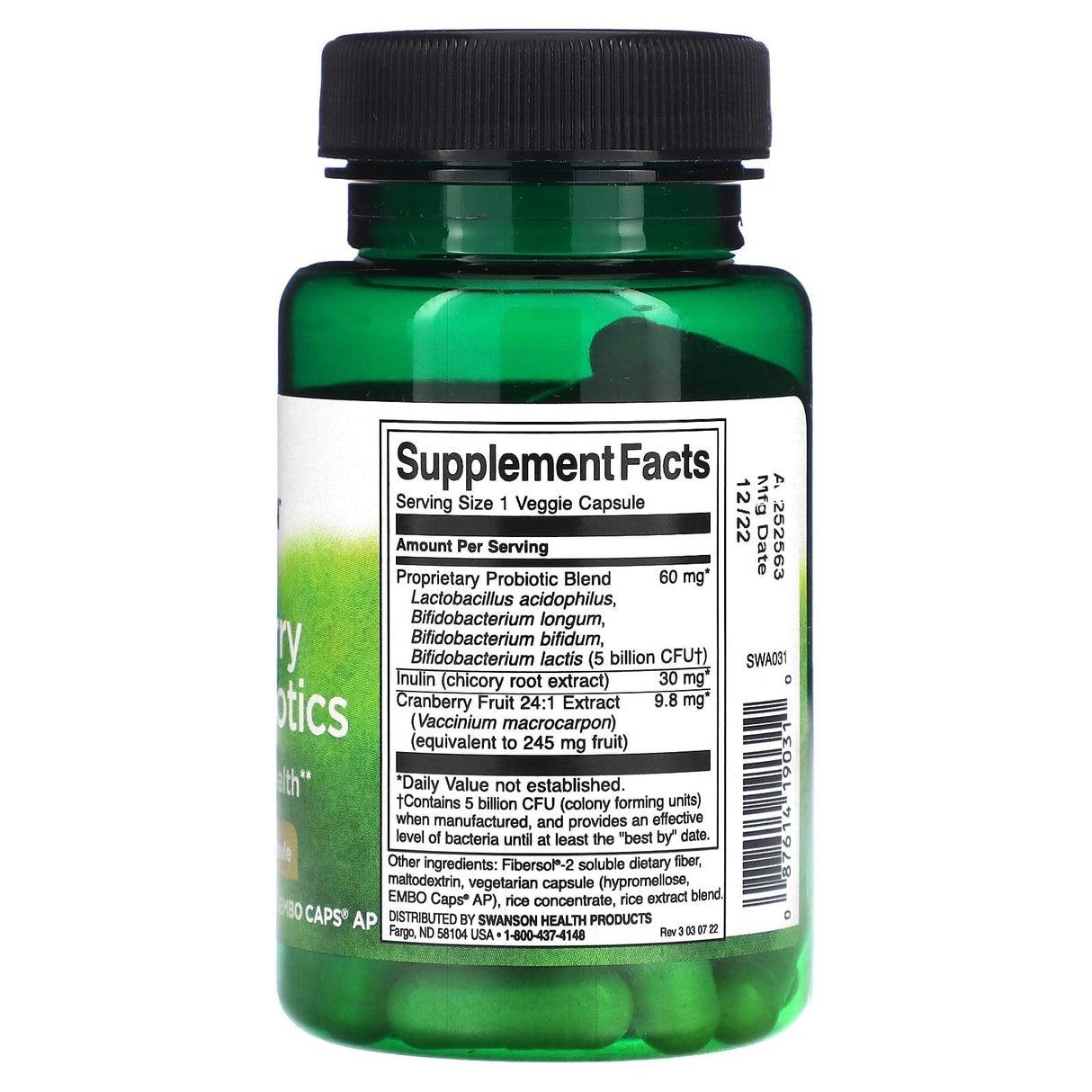 Swanson, Cranberry Plus Probiotics, 5 Billion CFU, 60 Veggie Embo Caps - Supply Center USA