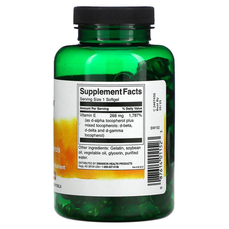 Swanson, Vitamin E Mixed Tocopherols, 1,000 IU, 250 Softgels - Supply Center USA