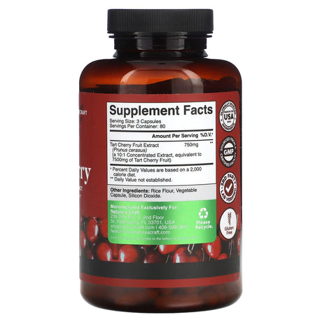 Nature's Craft, Tart Cherry, Extra Strength 10:1 Extract, 240 Capsules - Supply Center USA