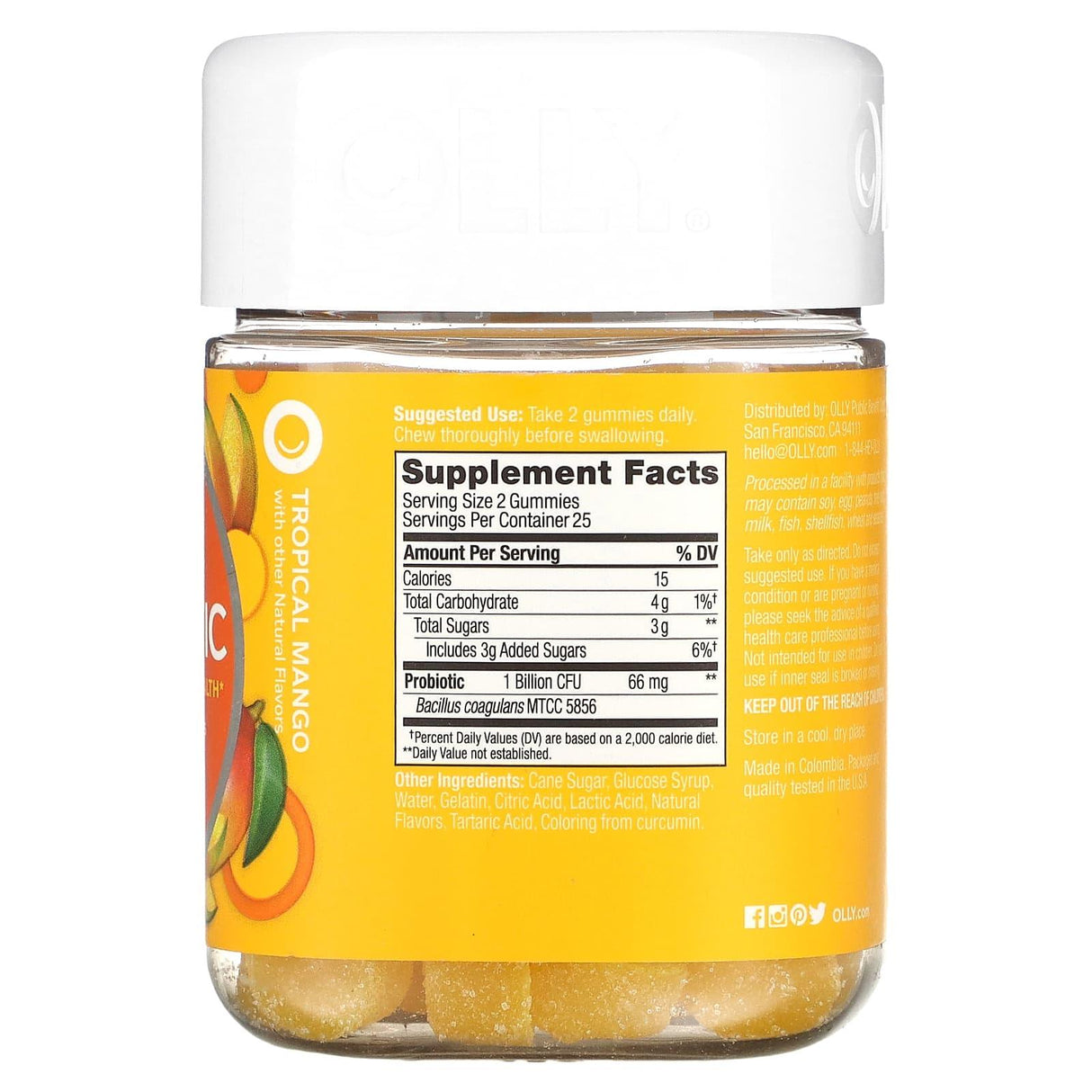 OLLY, Probiotic, Tropical Mango, 1 Billion Live Cultures , 50 Gummies - Supply Center USA