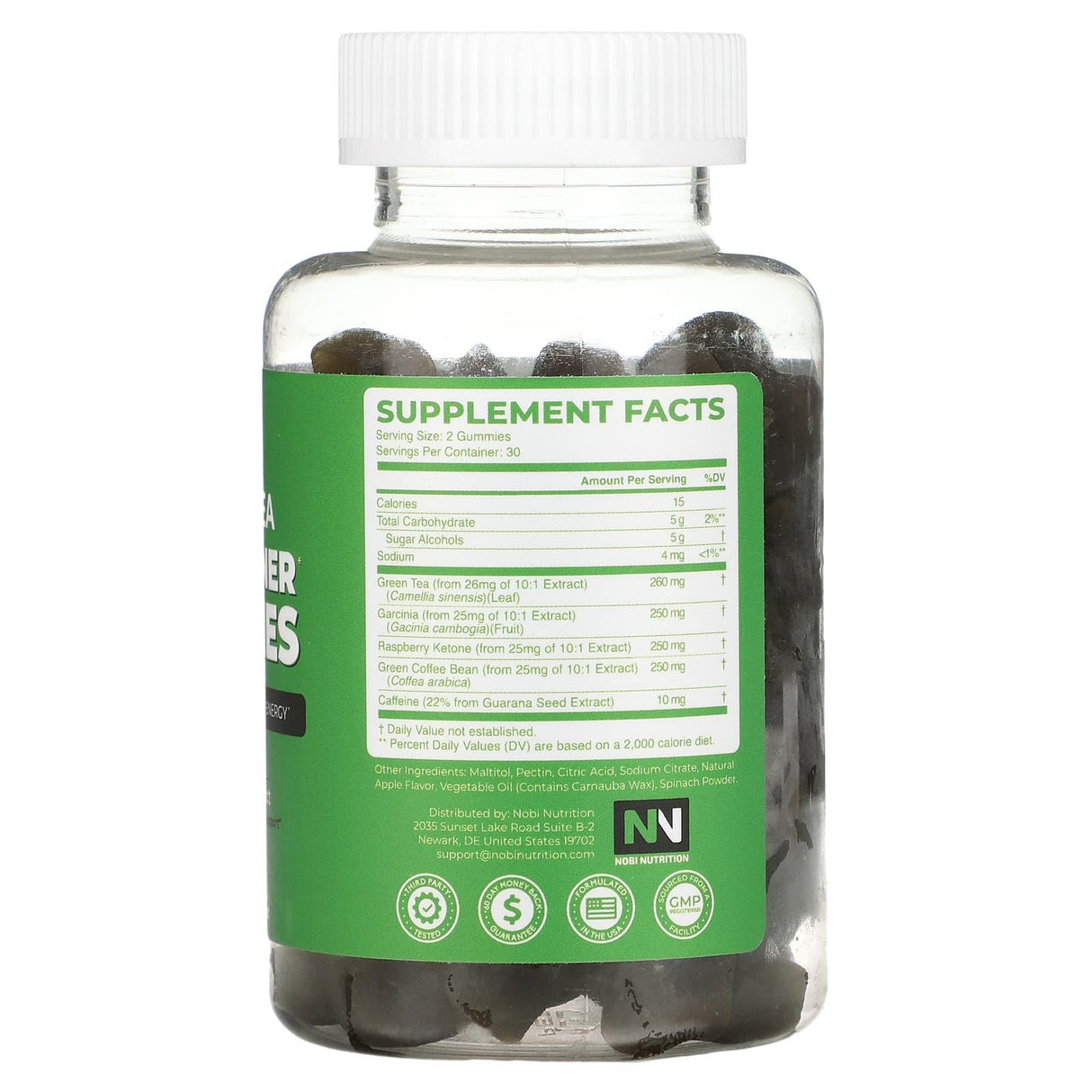 Nobi Nutrition, Green Tea Fat Burner Gummies, 60 Pectin-Based Gummies - Supply Center USA