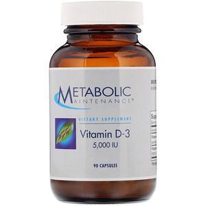 Metabolic Maintenance, Vitamin D-3, 5,000 IU, 90 Capsules - Supply Center USA