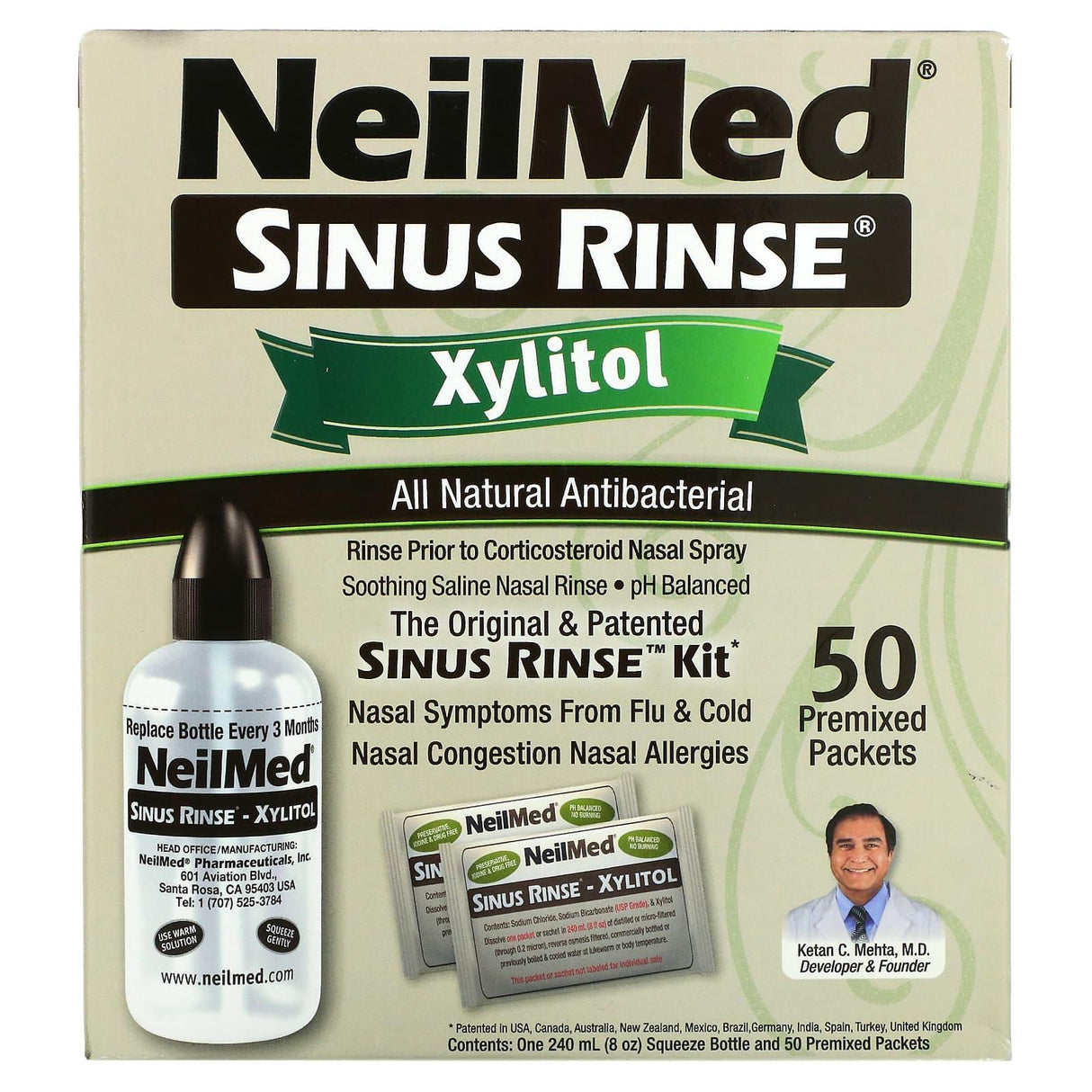 NeilMed, Sinus Rinse, Xylitol, Sinus Rinse Kit, 2 Piece Kit - Supply Center USA