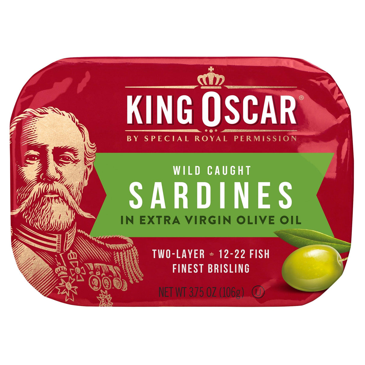 King Oscar, Wild Caught, Sardines In Extra Virgin Olive Oil, With Spicy Cracked Pepper, One Layer, 3.75 oz (106 g) - Supply Center USA