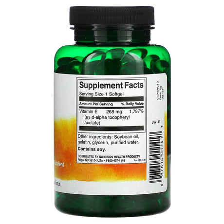 Swanson, Vitamin E, 400 IU, 250 Softgels - Supply Center USA