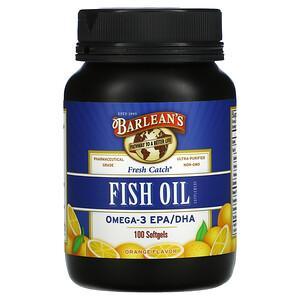 Barlean's, Fresh Catch, Fish Oil Supplement, Omega-3 EPA/DHA, Orange, 100 Softgels - HealthCentralUSA