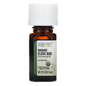 Aura Cacia, Pure Essential Oil, Organic Clove Bud, .25 fl oz (7.4 ml) - HealthCentralUSA