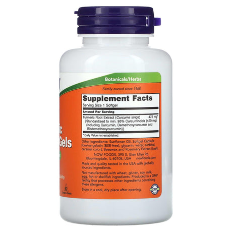 NOW Foods, Turmeric Curcumin Gels, 60 Softgels - Supply Center USA