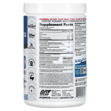 GAT, NITRAFLEX + Creatine, Blue Raspberry, 16.2 oz (459 g) - Supply Center USA