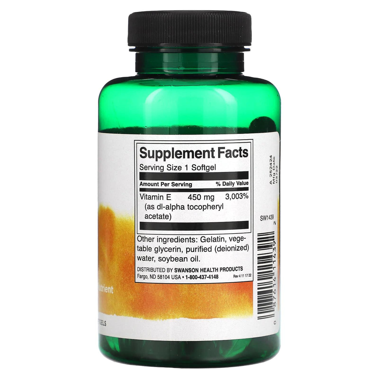 Swanson, Vitamin E, 1,000 IU, 60 Softgels - Supply Center USA