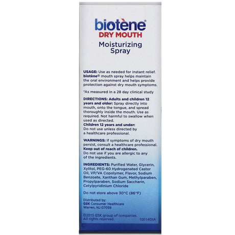 Biotene Dental Products, Dry Mouth Moisturizing Spray, Gentle Mint, 1.5 fl oz (44.3 ml) - Supply Center USA