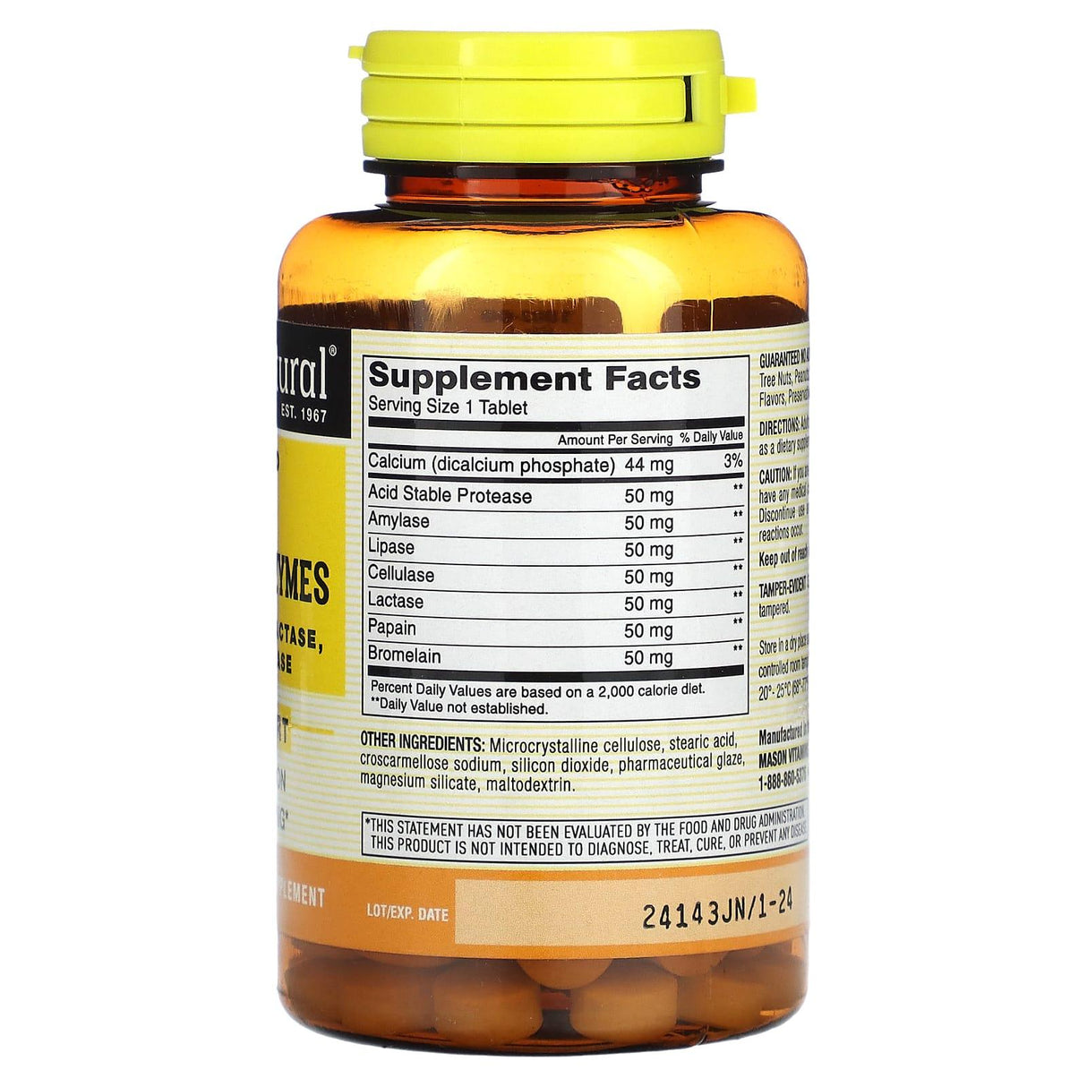 Mason Natural, Plant-Based Ultra Digestive Enzymes, 60 Tablets - Supply Center USA