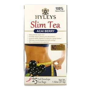 Hyleys Tea, Slim Tea, Acai Berry, 25 Foil Envelope Tea Bags, 0.05 oz (1.5 g) Each - Supply Center USA