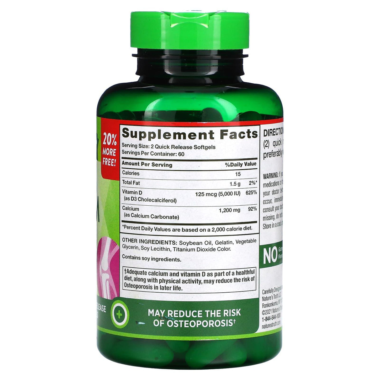 Nature's Truth, Absorbable Calcium, Plus D3, 120 Quick Release Softgels - Supply Center USA