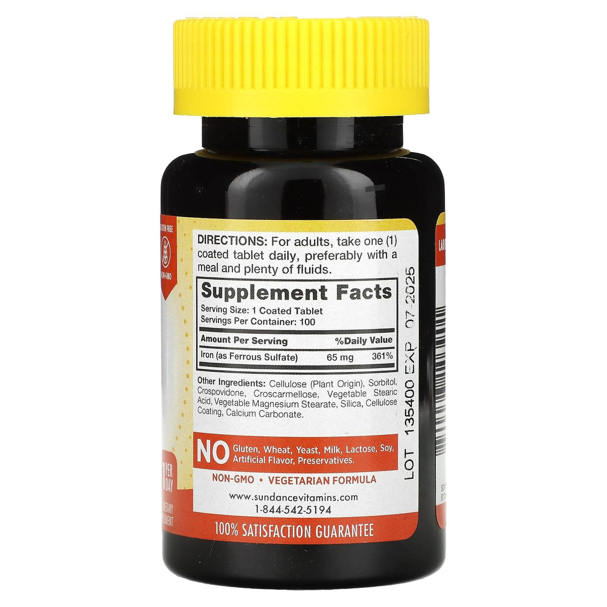 Sundance Vitamins, Iron, 65 mg, 100 Coated Tablets - Supply Center USA