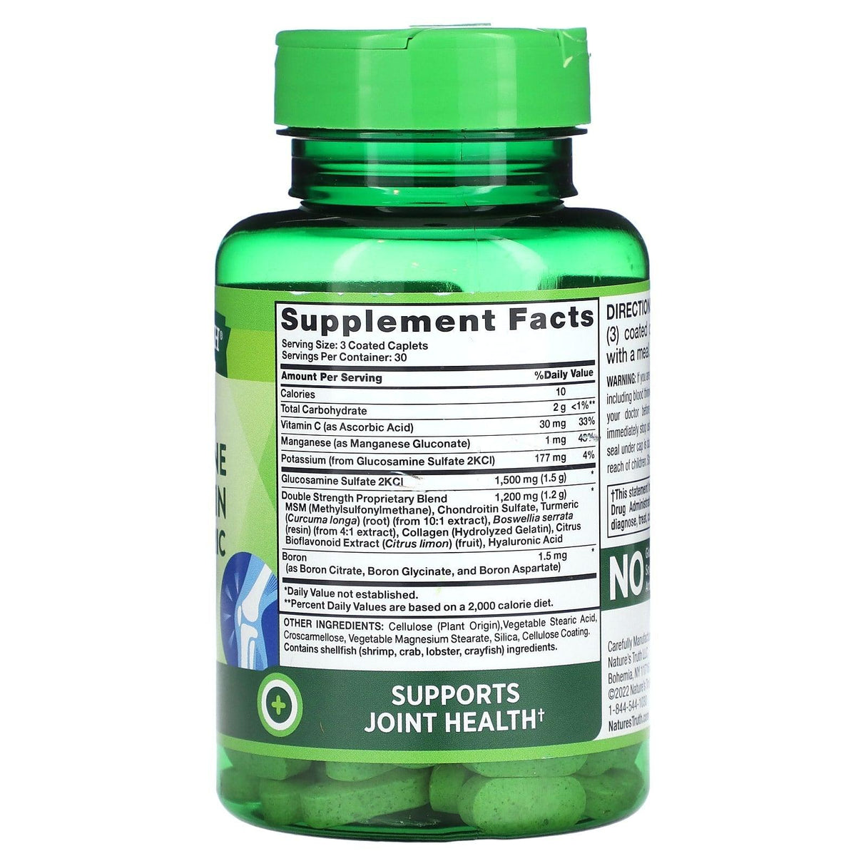 Nature's Truth, Double Strength Glucosamine Chondroitin MSM & Turmeric Complex, 90 Coated Caplets - Supply Center USA